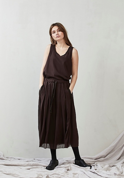 9-0222M□KristenseN DU NORD/シルクプリーツスカート/サイズ1/クリステンセンドゥノルド/BL130031 KristenseN DU NORD クリステンセンドゥノルド SKIRTOVERALL [221